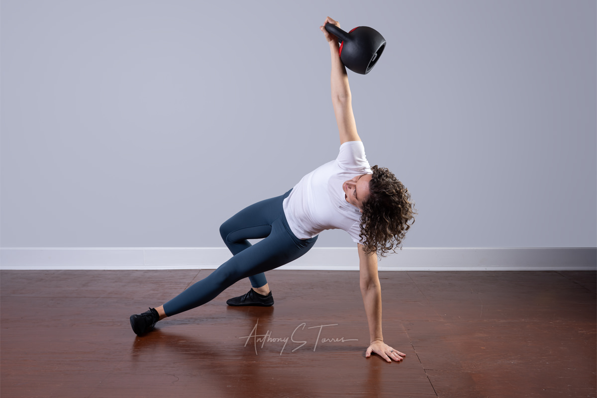 Personal branding photography for physical therapist with kettlebell, Wake Forest NC