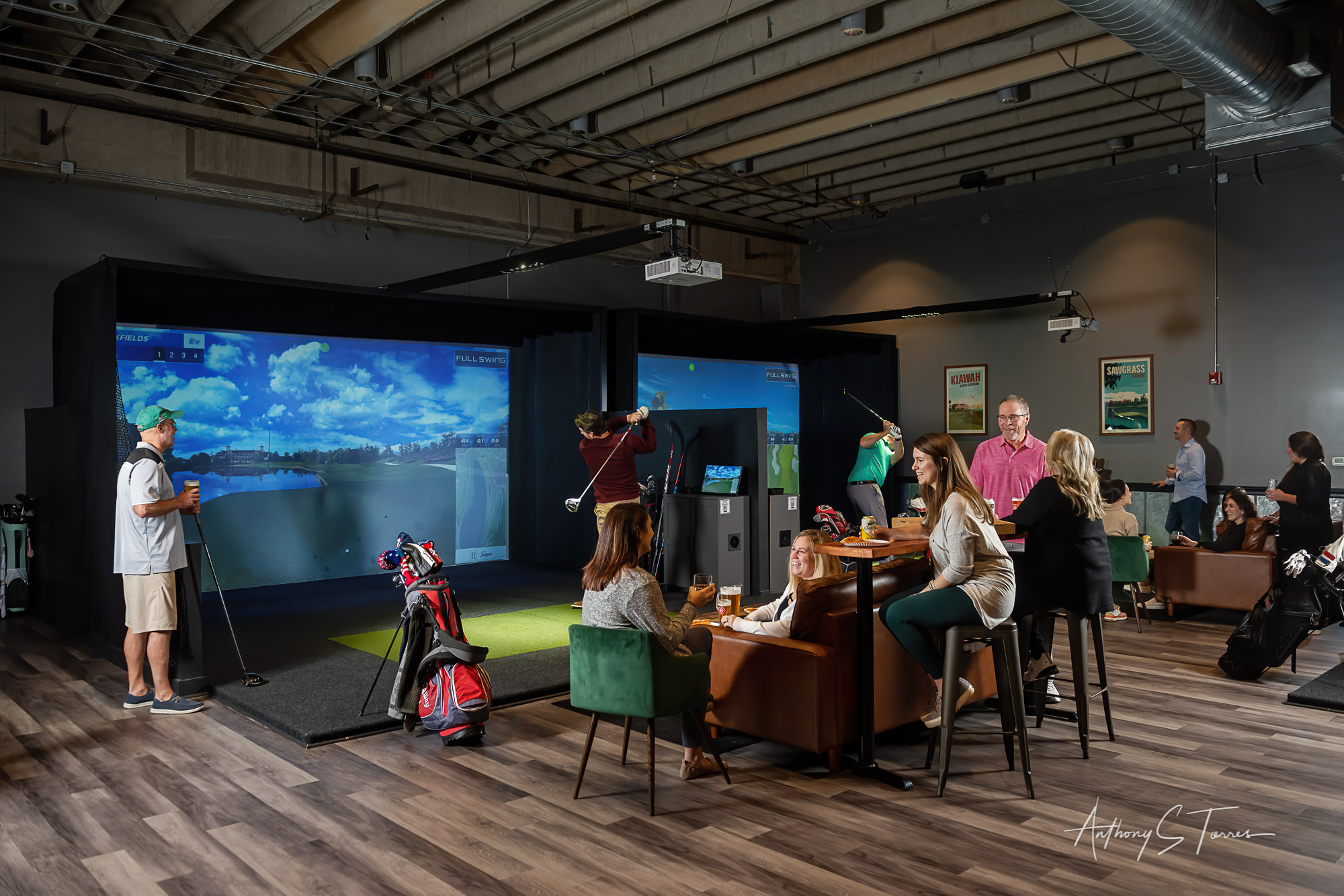 Brookfields Indoor Golf Lounge interior, multi-bay venue, Wake Forest NC