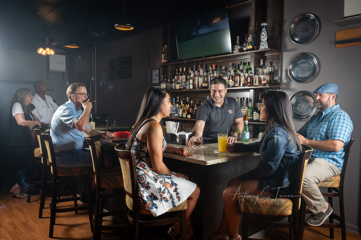 Group at the bar, The Cigar Box NC, Southern Pines NC