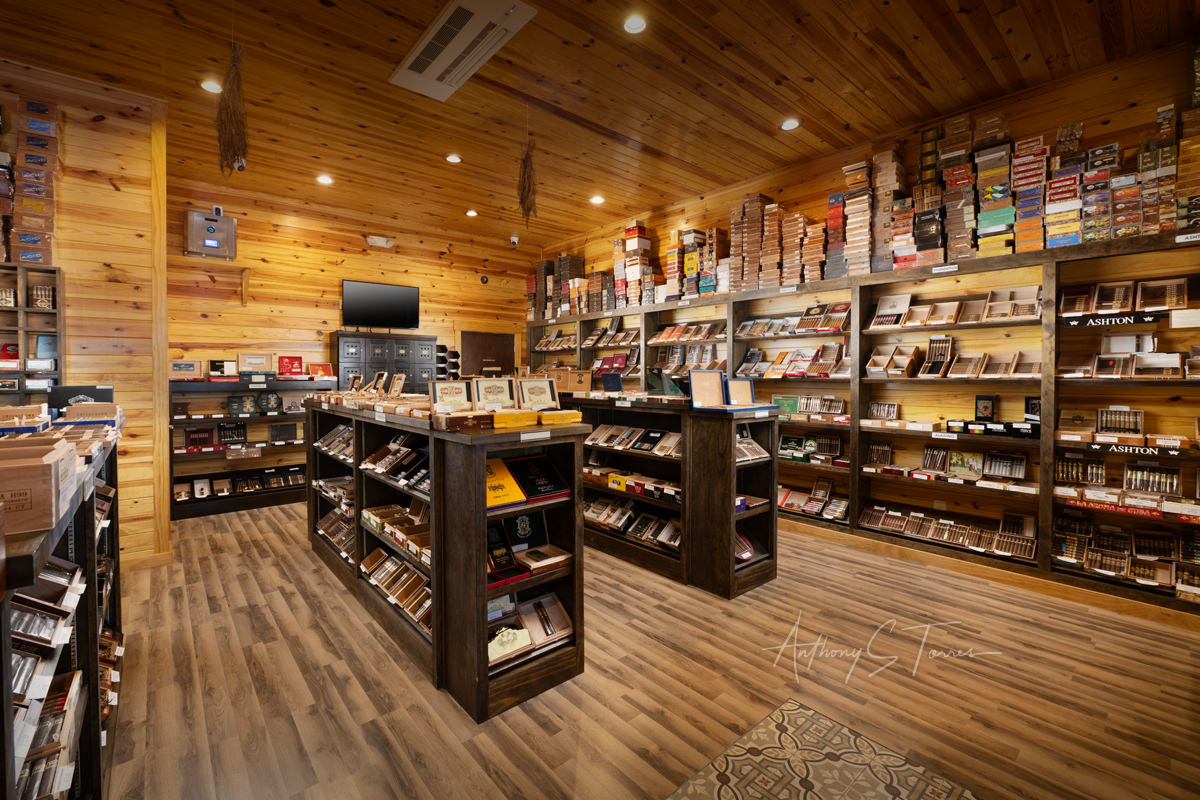 Light-painted humidor room, The Cigar Box NC, Southern Pines NC