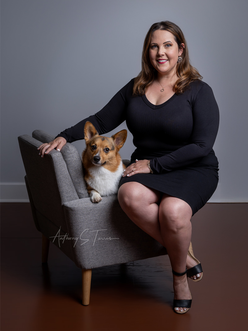 Executive branding portrait with dog, Raleigh NC